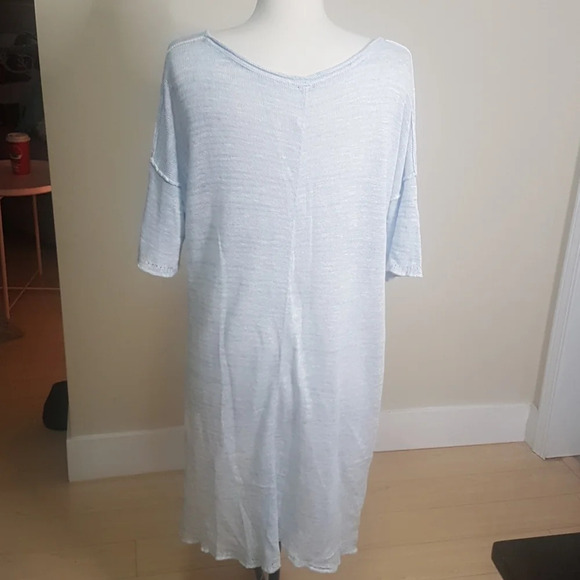 Free People Light Bright short sleeve linen blend hi low hem Light blue … - Picture 7 of 11